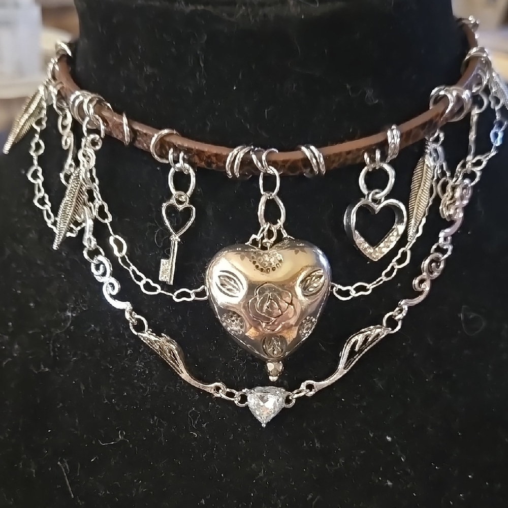 Silver Heart Charm Choker